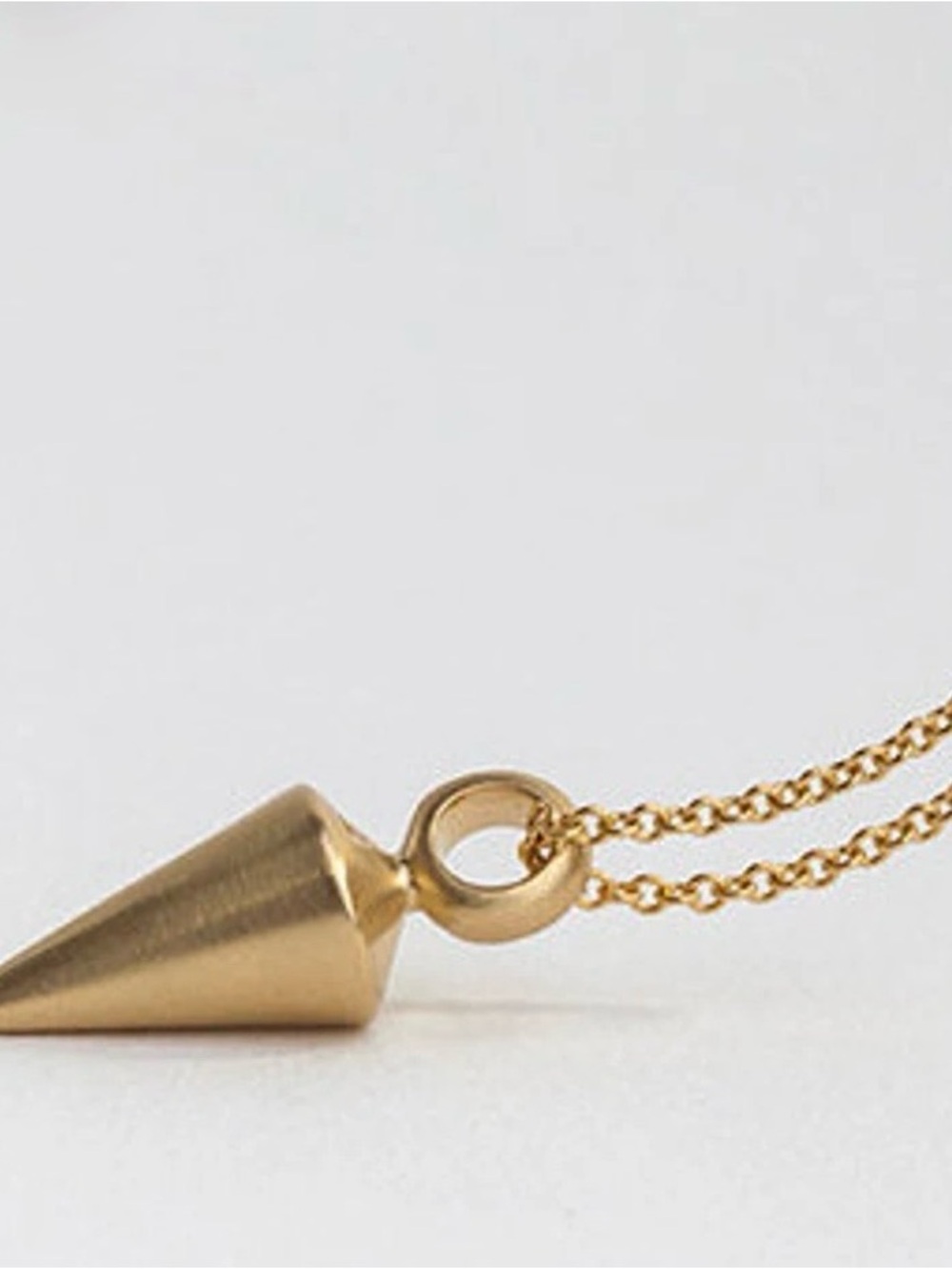 Gold Tone Mini Horn Cone Pendant Necklace - Unisex Minimalist Jewelry